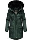 Navahoo Tiniis Damen Winterjacke mit Brusttaschen Kapuze Kunstfell B845 Grün-Gr.XS