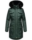 Navahoo Tiniis Damen Winterjacke mit Brusttaschen Kapuze Kunstfell B845 Grün-Gr.XS