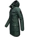 Navahoo Tiniis Damen Winterjacke mit Brusttaschen Kapuze Kunstfell B845 Grün-Gr.XS