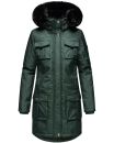 Navahoo Tiniis Damen Winterjacke mit Brusttaschen Kapuze Kunstfell B845 Grün-Gr.S