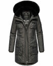 Navahoo Tiniis Damen Winterjacke mit Brusttaschen Kapuze Kunstfell B845 Anthrazit-Gr.S