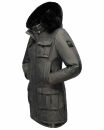 Navahoo Tiniis Damen Winterjacke mit Brusttaschen Kapuze Kunstfell B845 Anthrazit-Gr.S