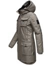 Navahoo Tiniis Damen Winterjacke mit Brusttaschen Kapuze Kunstfell B845 Grau-Gr.S