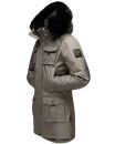 Navahoo Tiniis Damen Winterjacke mit Brusttaschen Kapuze Kunstfell B845 Grau-Gr.S