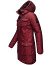 Navahoo Tiniis Damen Winterjacke mit Brusttaschen Kapuze Kunstfell B845 Bordeaux-Gr.M