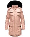 Navahoo Tiniis Damen Winterjacke mit Brusttaschen Kapuze Kunstfell B845 Rosa-Gr.XS