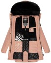 Navahoo Tiniis Damen Winterjacke mit Brusttaschen Kapuze Kunstfell B845 Rosa-Gr.XS