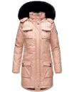 Navahoo Tiniis Damen Winterjacke mit Brusttaschen Kapuze Kunstfell B845 Rosa-Gr.S