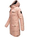 Navahoo Tiniis Damen Winterjacke mit Brusttaschen Kapuze Kunstfell B845 Rosa-Gr.S