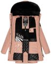 Navahoo Tiniis Damen Winterjacke mit Brusttaschen Kapuze Kunstfell B845 Rosa-Gr.S