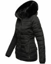 Navahoo Milianaa Damen Winter Steppjacke gefüttert Kapuze Kunstfell B846 Schwarz-Gr.XS