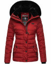 Navahoo Milianaa Damen Winter Steppjacke gefüttert Kapuze Kunstfell B846 Rot-Gr.S