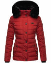Navahoo Milianaa Damen Winter Steppjacke gefüttert Kapuze Kunstfell B846 Rot-Gr.L