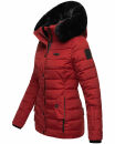 Navahoo Milianaa Damen Winter Steppjacke gefüttert Kapuze Kunstfell B846 Rot-Gr.L