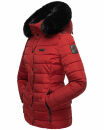Navahoo Milianaa Damen Winter Steppjacke gefüttert Kapuze Kunstfell B846 Rot-Gr.L