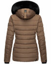 Navahoo Milianaa Damen Winter Steppjacke gefüttert Kapuze Kunstfell B846 Taupe-Gr.S