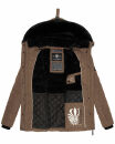Navahoo Milianaa Damen Winter Steppjacke gefüttert Kapuze Kunstfell B846 Taupe-Gr.S