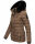 Navahoo Milianaa Damen Winter Steppjacke gefüttert Kapuze Kunstfell B846 Taupe-Gr.S