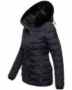 Navahoo Milianaa Damen Winter Steppjacke gefüttert Kapuze Kunstfell B846 Navy-Gr.S