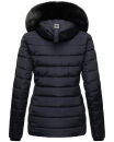 Navahoo Milianaa Damen Winter Steppjacke gefüttert Kapuze Kunstfell B846 Navy-Gr.S