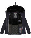 Navahoo Milianaa Damen Winter Steppjacke gefüttert Kapuze Kunstfell B846 Navy-Gr.S