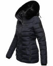 Navahoo Milianaa Damen Winter Steppjacke gefüttert Kapuze Kunstfell B846 Navy-Gr.M