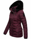 Navahoo Milianaa Damen Winter Steppjacke gefüttert Kapuze Kunstfell B846 Aubergine-Gr.XS