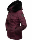 Navahoo Milianaa Damen Winter Steppjacke gefüttert Kapuze Kunstfell B846 Aubergine-Gr.XS