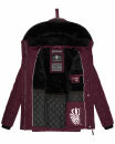 Navahoo Milianaa Damen Winter Steppjacke gefüttert Kapuze Kunstfell B846 Aubergine-Gr.XS