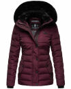 Navahoo Milianaa Damen Winter Steppjacke gefüttert Kapuze Kunstfell B846 Aubergine-Gr.XXL