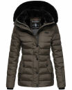 Navahoo Milianaa Damen Winter Steppjacke gefüttert Kapuze Kunstfell B846 Anthrazit-Gr.M