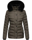 Navahoo Milianaa Damen Winter Steppjacke gefüttert Kapuze Kunstfell B846 Anthrazit-Gr.M