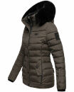 Navahoo Milianaa Damen Winter Steppjacke gefüttert Kapuze Kunstfell B846 Anthrazit-Gr.M