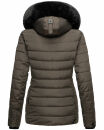 Navahoo Milianaa Damen Winter Steppjacke gefüttert Kapuze Kunstfell B846 Anthrazit-Gr.M