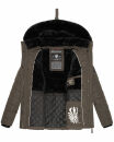 Navahoo Milianaa Damen Winter Steppjacke gefüttert Kapuze Kunstfell B846 Anthrazit-Gr.M
