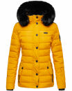 Navahoo Milianaa Damen Winter Steppjacke gefüttert Kapuze Kunstfell B846 Gelb-Gr.S