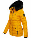 Navahoo Milianaa Damen Winter Steppjacke gefüttert Kapuze Kunstfell B846 Gelb-Gr.S
