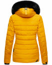 Navahoo Milianaa Damen Winter Steppjacke gefüttert Kapuze Kunstfell B846 Gelb-Gr.S