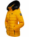 Navahoo Milianaa Damen Winter Steppjacke gefüttert Kapuze Kunstfell B846 Gelb-Gr.M