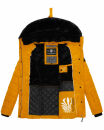 Navahoo Milianaa Damen Winter Steppjacke gefüttert Kapuze Kunstfell B846 Gelb-Gr.M