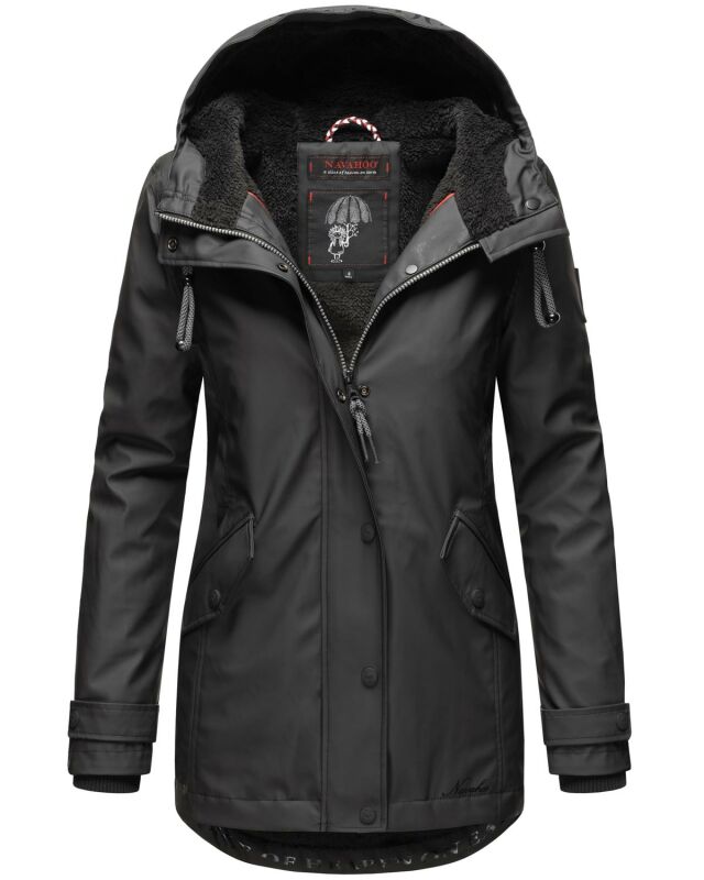 Navahoo Lindraa Damen Parka Regenjacke warm gefüttert Teddyfell Kapuze B847 Schwarz-Gr.XS