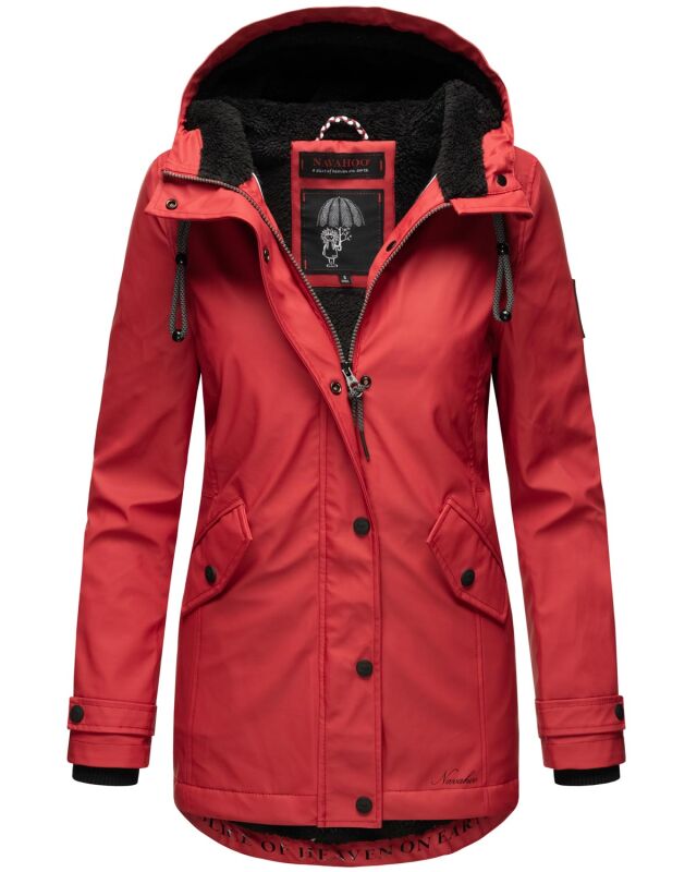 Navahoo Lindraa Damen Parka Regenjacke warm gefüttert Teddyfell Kapuze B847 Rot-Gr.XS