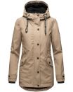 Navahoo Lindraa Damen Parka Regenjacke warm gefüttert Teddyfell Kapuze B847 Taupe-Gr.XS