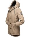 Navahoo Lindraa Damen Parka Regenjacke warm gefüttert Teddyfell Kapuze B847 Taupe-Gr.XS