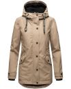 Navahoo Lindraa Damen Parka Regenjacke warm gefüttert Teddyfell Kapuze B847 Taupe-Gr.M