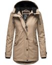 Navahoo Lindraa Damen Parka Regenjacke warm gefüttert Teddyfell Kapuze B847 Taupe-Gr.XL