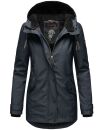 Navahoo Lindraa Damen Parka Regenjacke warm gefüttert Teddyfell Kapuze B847 Navy-Gr.S