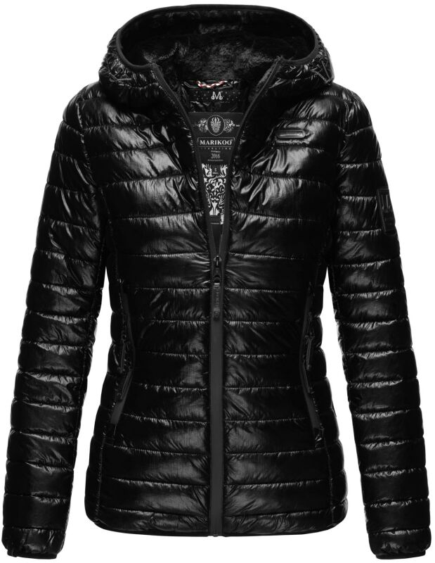 Marikoo Jaylaa Damen Steppjacke mit Kapuze gesteppt B848 Schwarz-Gr.S