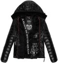 Marikoo Jaylaa Damen Steppjacke mit Kapuze gesteppt B848 Schwarz-Gr.S