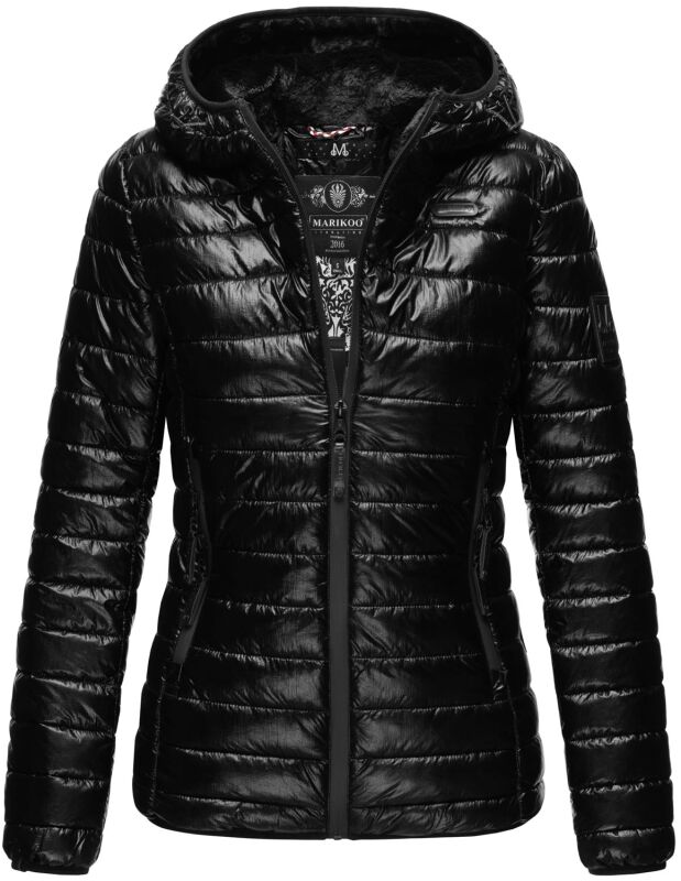 Marikoo Jaylaa Damen Steppjacke mit Kapuze gesteppt B848 Schwarz-Gr.L